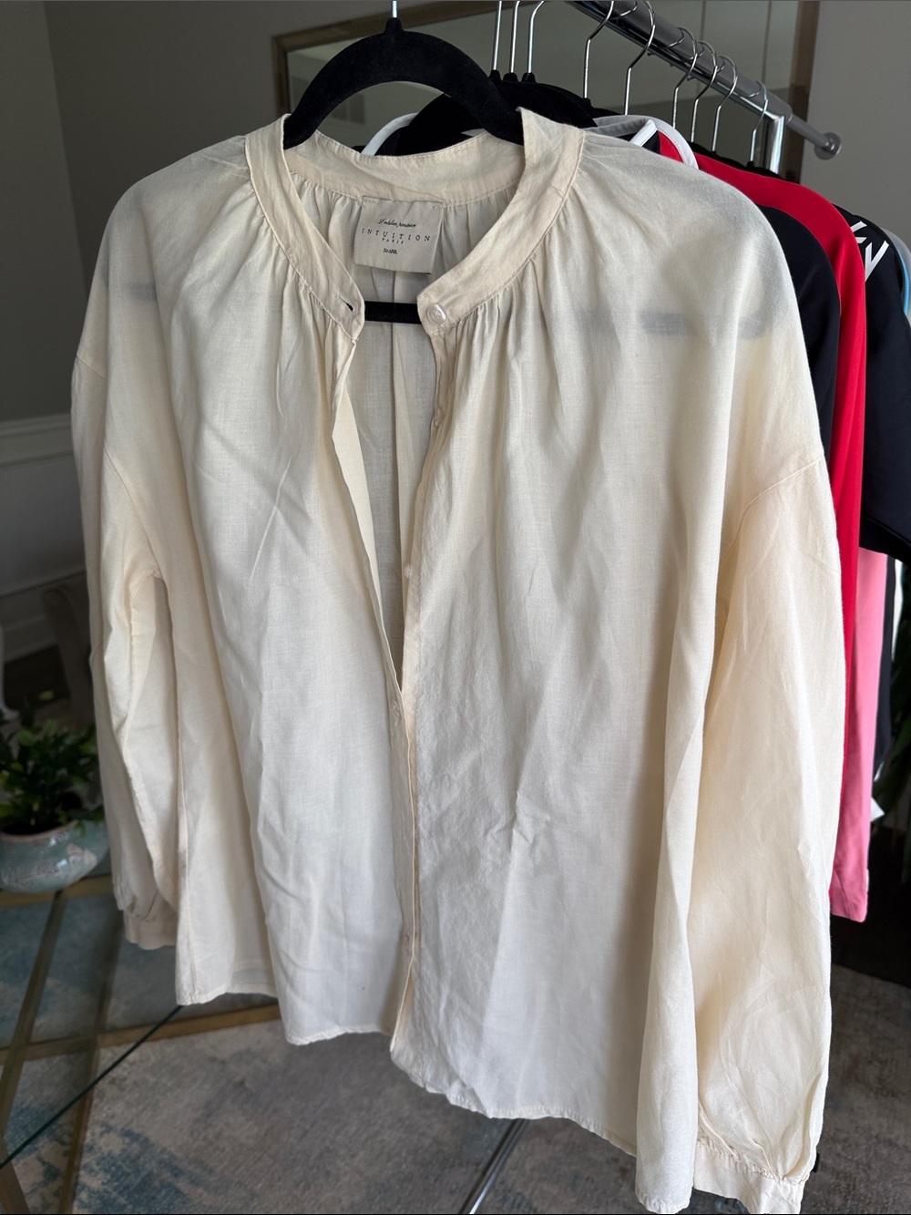 Lightweight Cream Button-Front Blouse